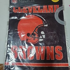 NFL Cleveland Browns Team  Orange and Black 18" By 12" Garden Flag Double Sided